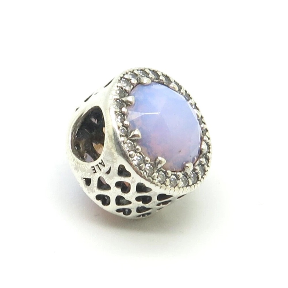 Authentic Pandora Opalescent Pink Radiant Hearts Charm S925 ALE